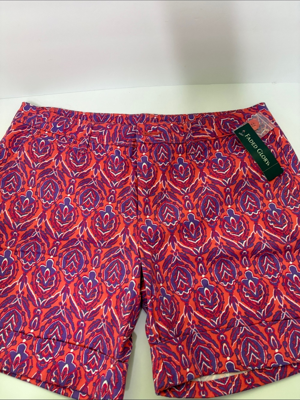Faded Glory Pink & Purple Printed Women's Bermuda Shorts